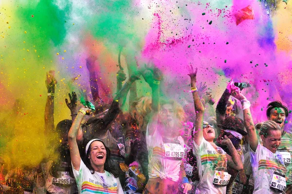 Crowds of unidentified people at The Color Run Stock Picture