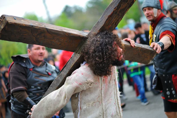 Staging of Jesus road on the mountain Calavary — Stock Photo, Image