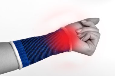 Trauma of wrist in brace. Isolated. clipart