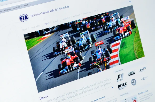 Photo of FIA homepage on a monitor screen — Stock Photo, Image
