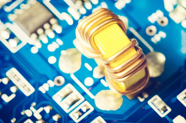 Close up of a circuit on motherboard — Stock Photo, Image