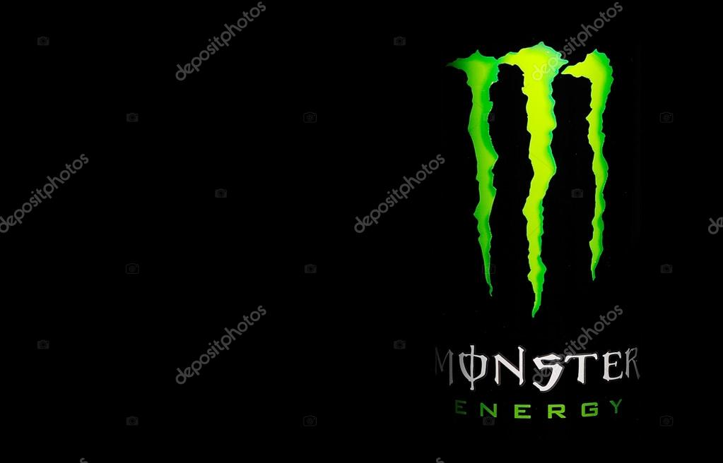 BUCHAREST, ROMANIA - DECEMBER 15 2014: Photo of Monster energy drink logo isolated on black background