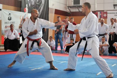 Karate yarışmasında katılan yarışmacılar