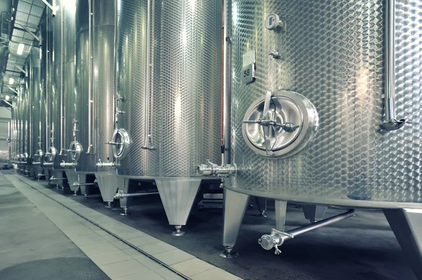 Focsani, Romania - October 16: Stainless steel fermenters — Stock Photo, Image