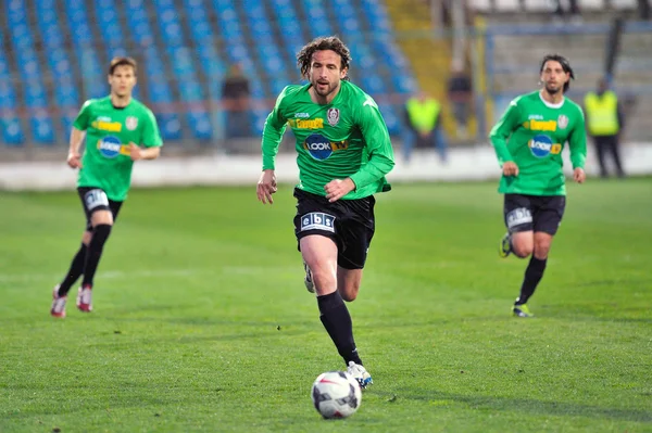 Unknown football players performs — Stock Photo, Image