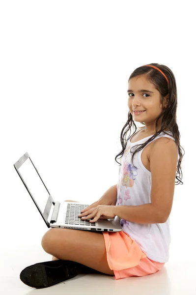 Girl and PC — Stock Photo, Image