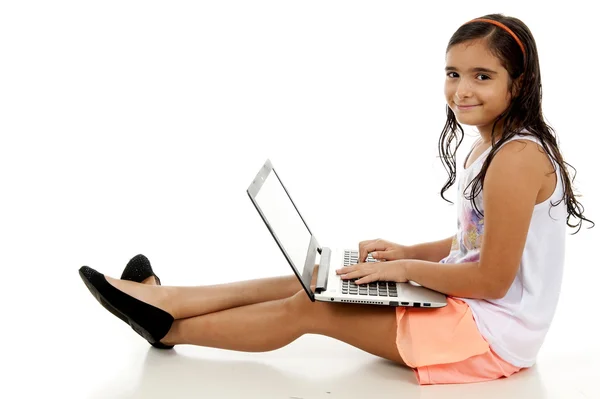 Girl and PC — Stock Photo, Image