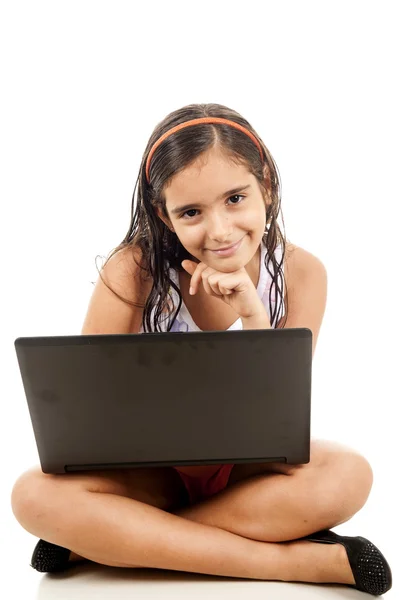 Girl and PC — Stock Photo, Image