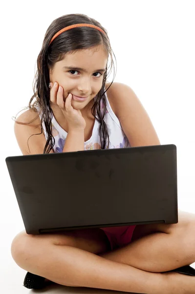 Girl and PC — Stock Photo, Image