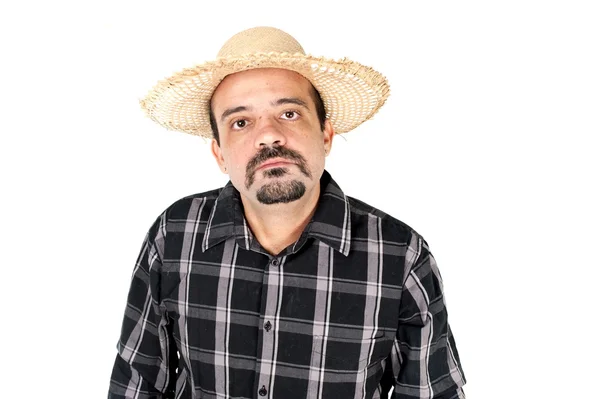Man with a straw hat — Stock Photo, Image