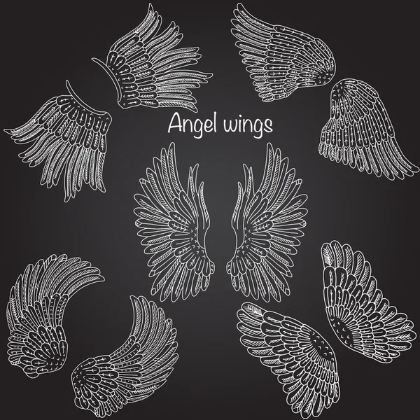 Collection of hand drawn angel wings