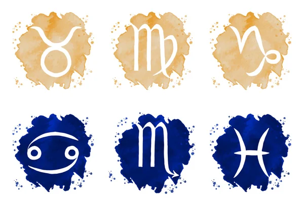 Zodiac icons on watercolor background. — Stock Photo, Image