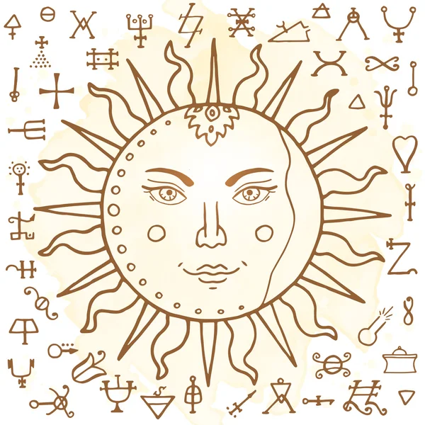 The Sun with alchemy signs — Stock Photo, Image