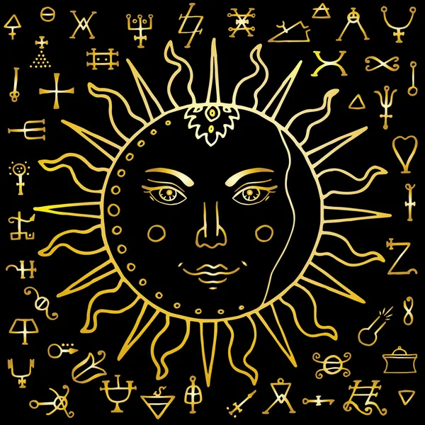 The Sun with alchemy signs