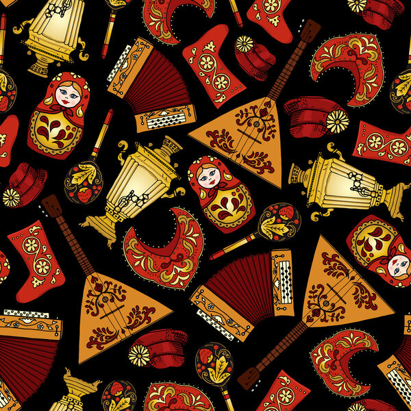 Бесшовный шаблон с русскими мотивами

