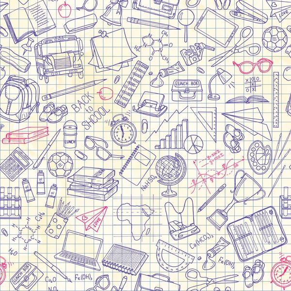 Seamless pattern with school stuff — Stock Photo, Image