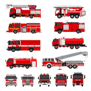 Fire engines, fire trucks collection. clipart