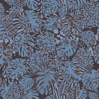 Soyut dikişsiz tropikal desen, vektör hayvan izi