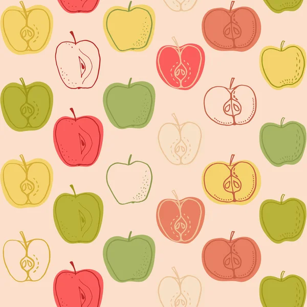 Motif Fruits Sans Couture Papier Peint Vectoriel Avec Des Pommes — Image vectorielle