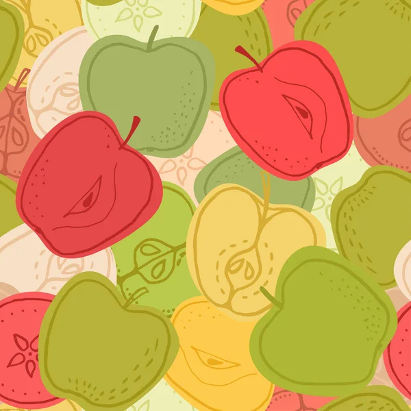 Patrón Fruta Sin Costuras Fondo Pantalla Vectorial Con Manzanas Dulces — Archivo Imágenes Vectoriales