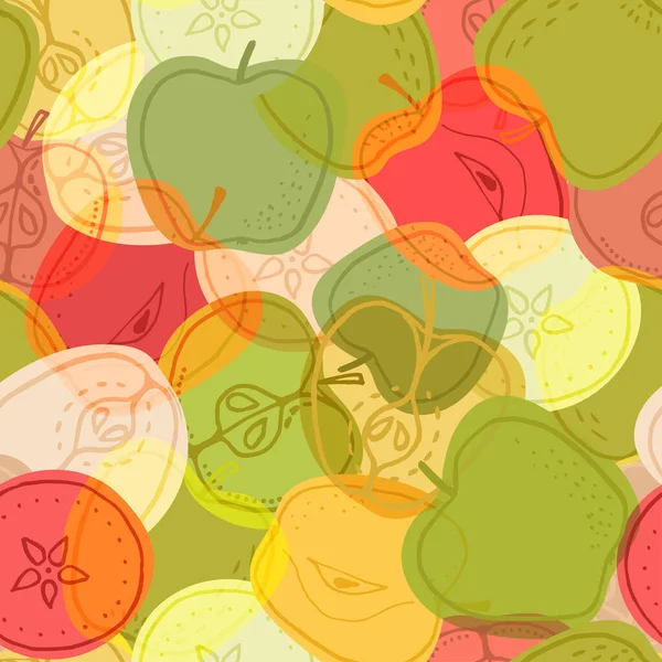 Patrón Fruta Sin Costuras Fondo Pantalla Vectorial Con Manzanas Dulces — Vector de stock