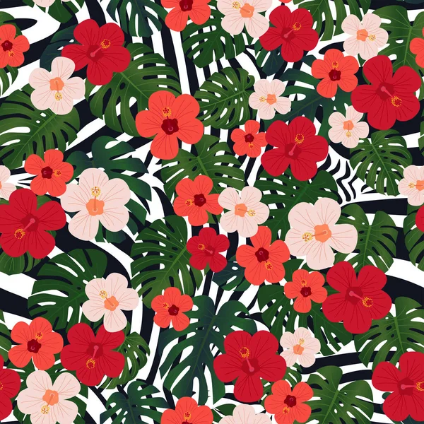 Bitki yapraklarıyla kusursuz tropikal desen.