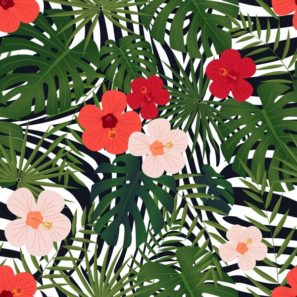 Modèle Tropical Sans Couture Avec Des Feuilles Plantes Illustration De Stock