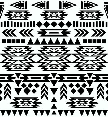 Dikişsiz siyah beyaz navajo desen