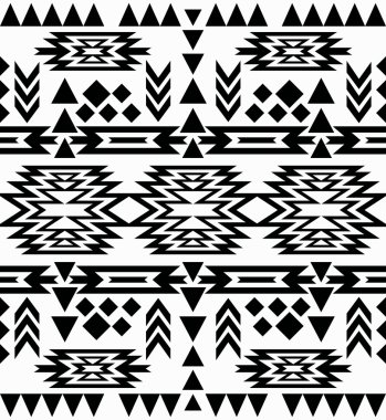 Dikişsiz siyah beyaz navajo desen