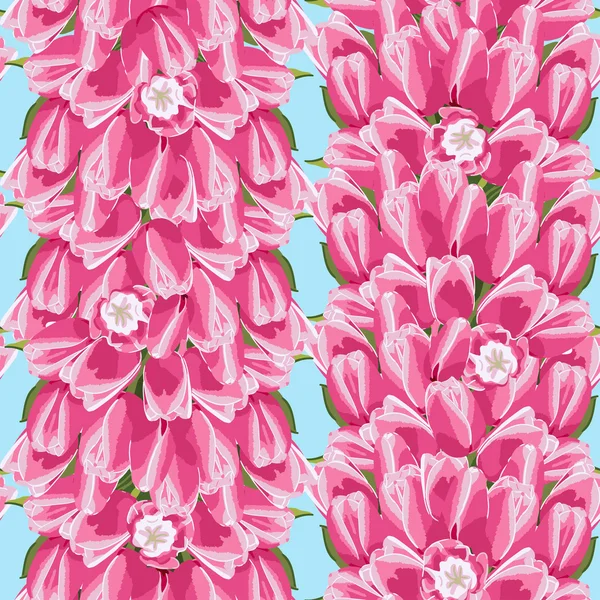 Seamless pattern with a pink tulips — Stock Vector