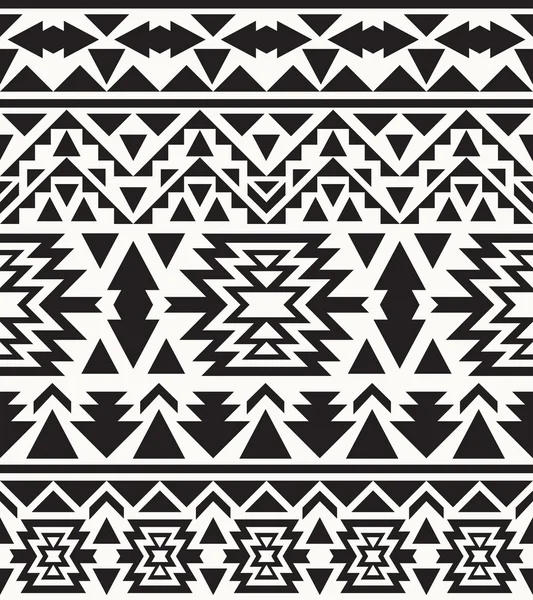 Patrón navajo blanco y negro sin costuras — Vector de stock