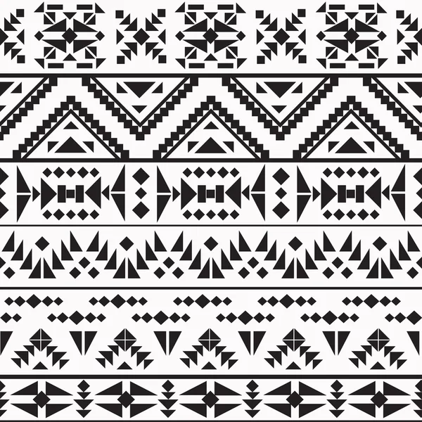 Patrón azteca en blanco y negro sin costuras — Vector de stock