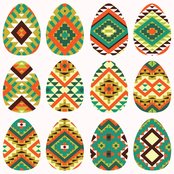 Conjunto de doce huevos de Pascua — Vector de stock