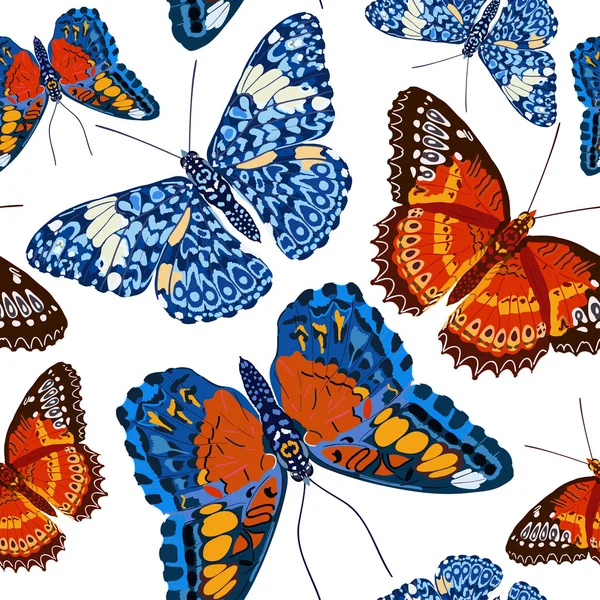 Nahtloser Hintergrund von Schmetterlingen — Stockvektor