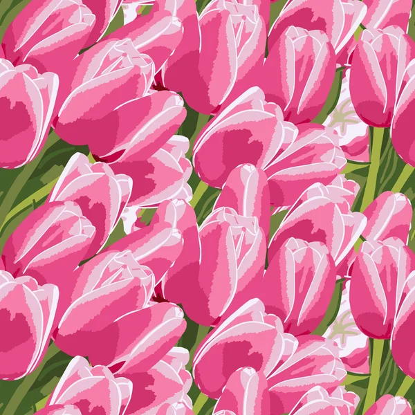 Seamless pattern with a pink tulips — Stock Vector