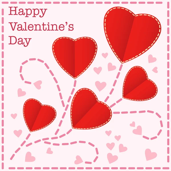 Tarjeta de San Valentín corazones rojos — Vector de stock