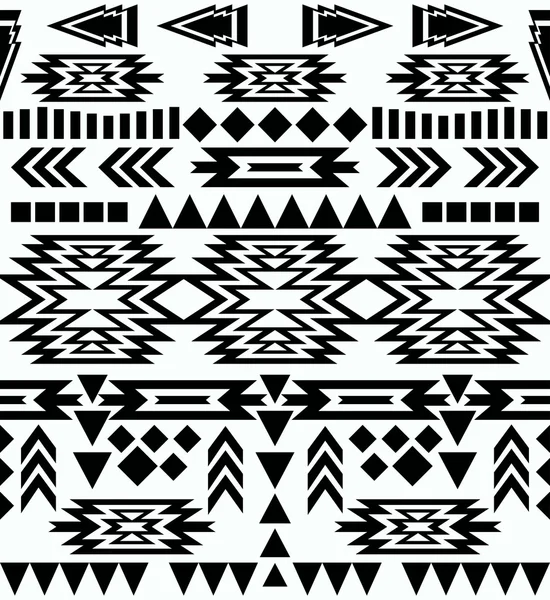 Patrón navajo blanco y negro sin costuras — Vector de stock