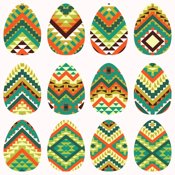 Ensemble de douze œufs de Pâques — Image vectorielle