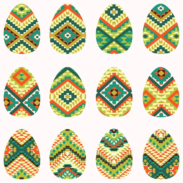 Conjunto de doce huevos de Pascua — Archivo Imágenes Vectoriales
