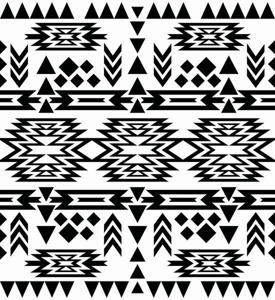 Patrón navajo blanco y negro sin costuras — Vector de stock