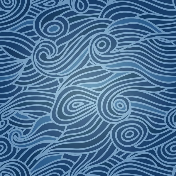 Waves seamless pattern, deep sea background — Stock Vector