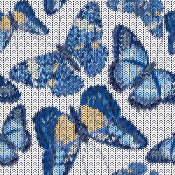 Dikişsiz örgü kelebekler desen — Stok Vektör