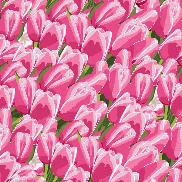 无缝模式与粉红色的郁金香 — 图库矢量图片