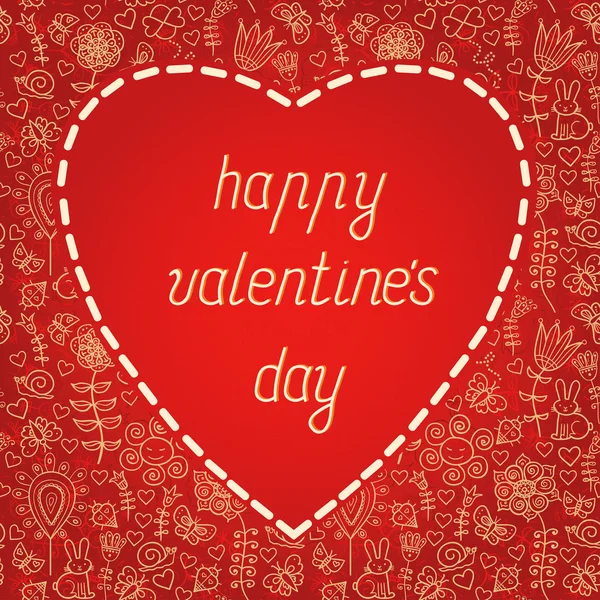 Valentines cartão de dia com fundo floral — Vetor de Stock