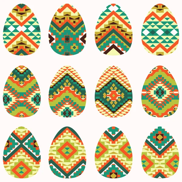 Conjunto de doce huevos de Pascua — Vector de stock