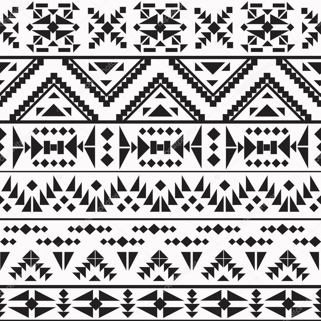 Seamless black and white aztec pattern