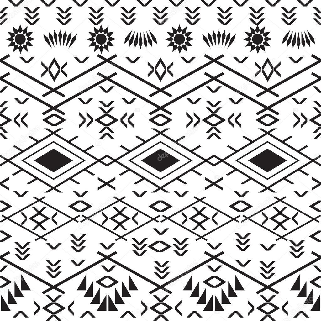 Seamless black and white aztec pattern