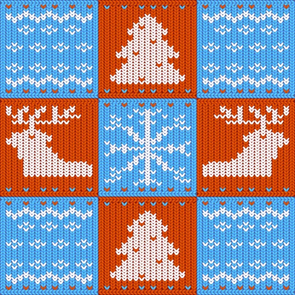 Christmas knitted card — Stock Vector