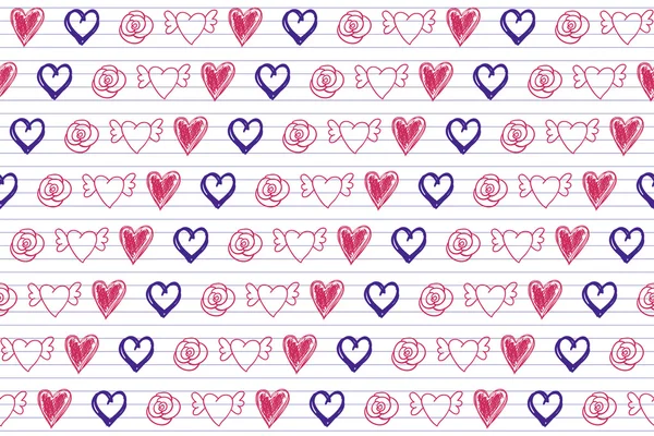 Coeurs de caniche sur carnet de croquis — Image vectorielle