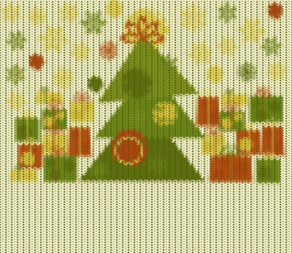 Knitted Christmas pattern — Stock Vector